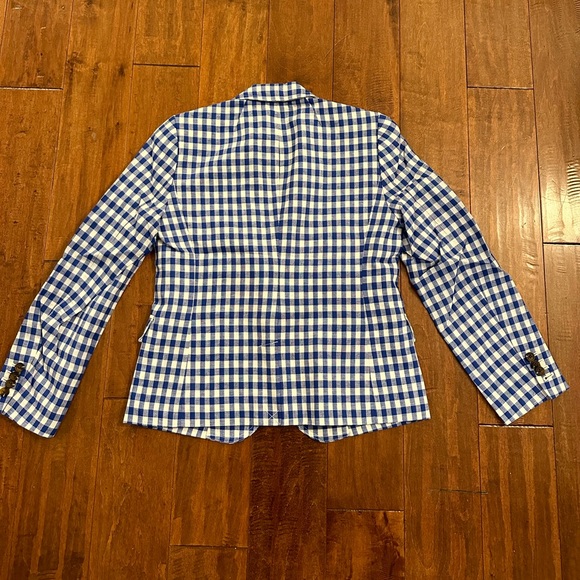 J. Crew Gingham Linen Schoolboy Blazer Jacket Sz 8 Petite - Picture 4 of 15